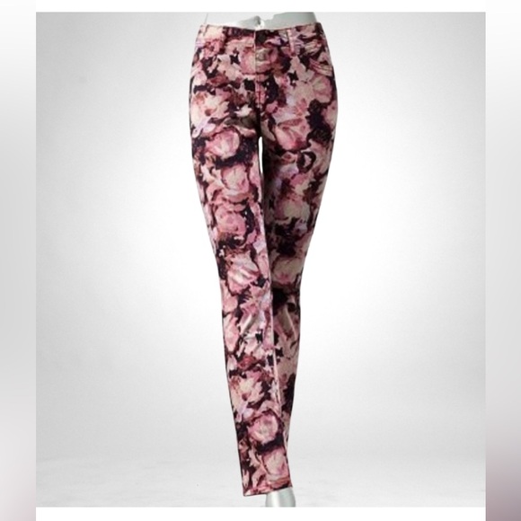 Simply Vera - Vera Wang casual floral pants jegging sz 8 skinny jeans - Picture 2 of 10
